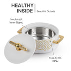 CELLO Jewel NX Insulated Serving Casserole Hot Pot Case for Daily Use 1500 ml, White |