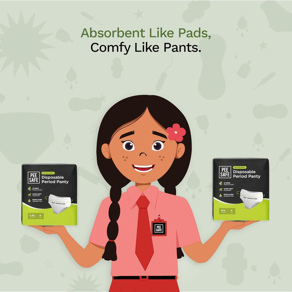 Pee Safe Comfort Period Panties | M-L | 4 Panties | Heavy Flow