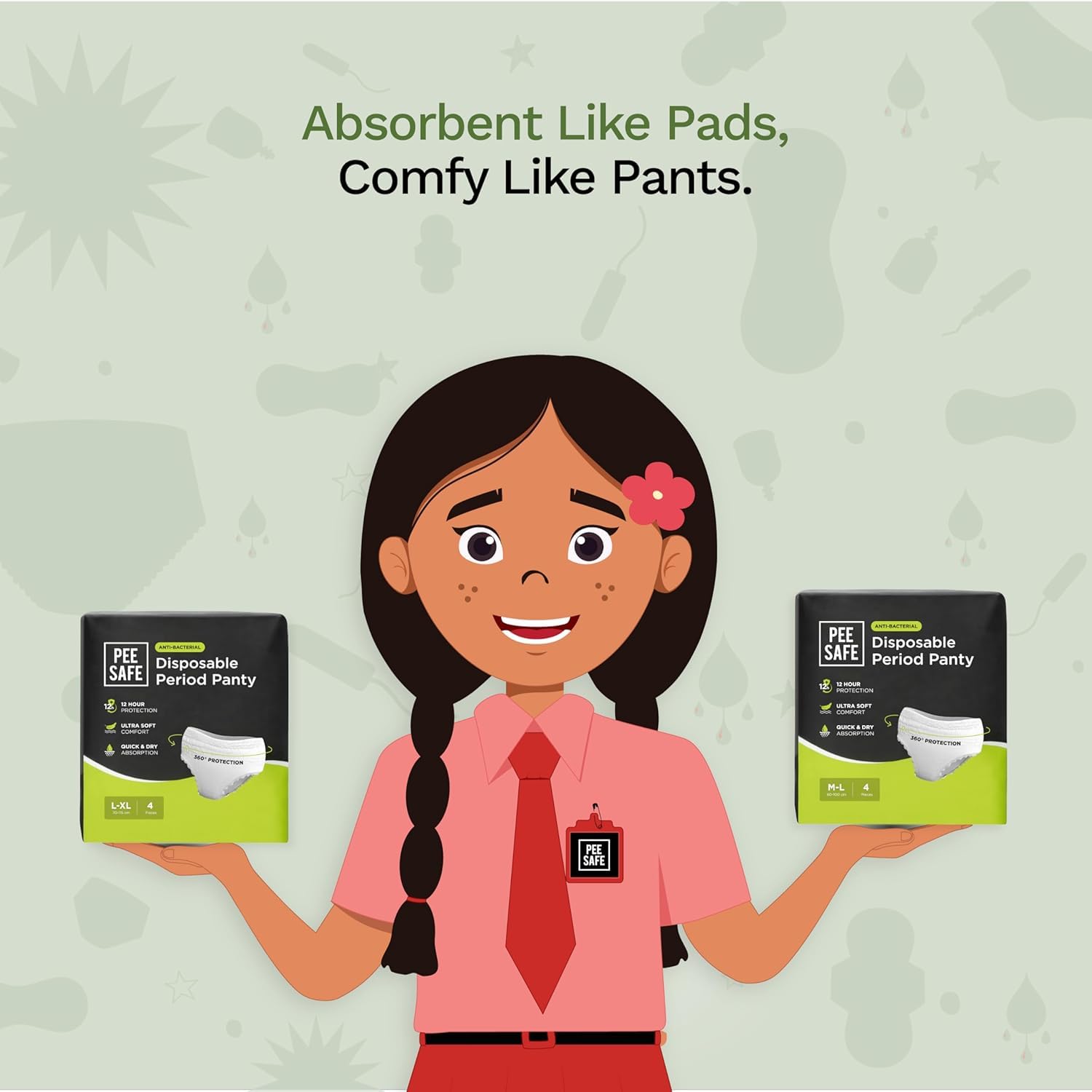 Pee Safe Comfort Period Panties | M-L | 4 Panties | Heavy Flow