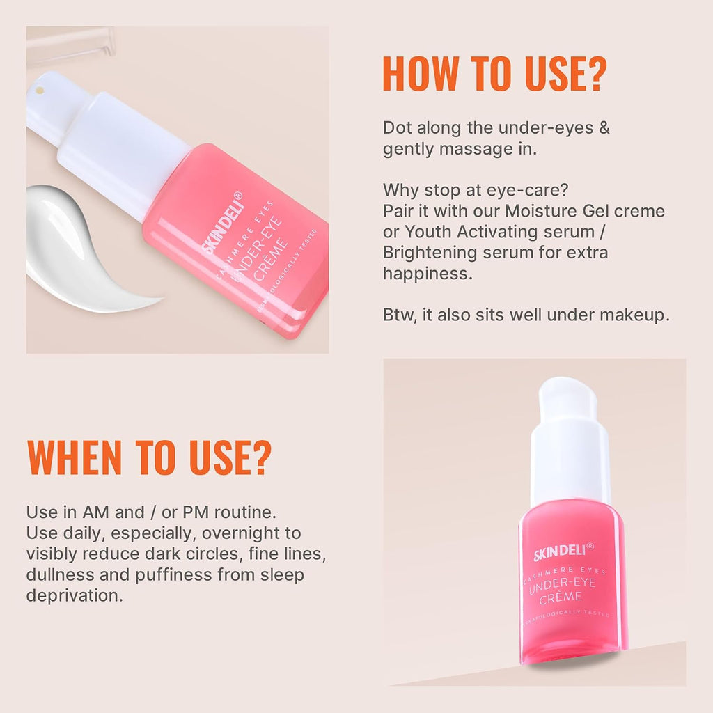 Cashmere Eye Cream for Extreme Dark Circles, 15 g | Reduces Dark Circles and Puffiness around Eyes and Brightens Under Eye Area