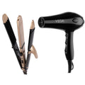 Vega 3 in 1 Hair Styler, 2000 Watts Straightener, Curler & Crimper (VHSCC-01), Black & Pro Touch VHDP-02 Hair Dryer (Black)