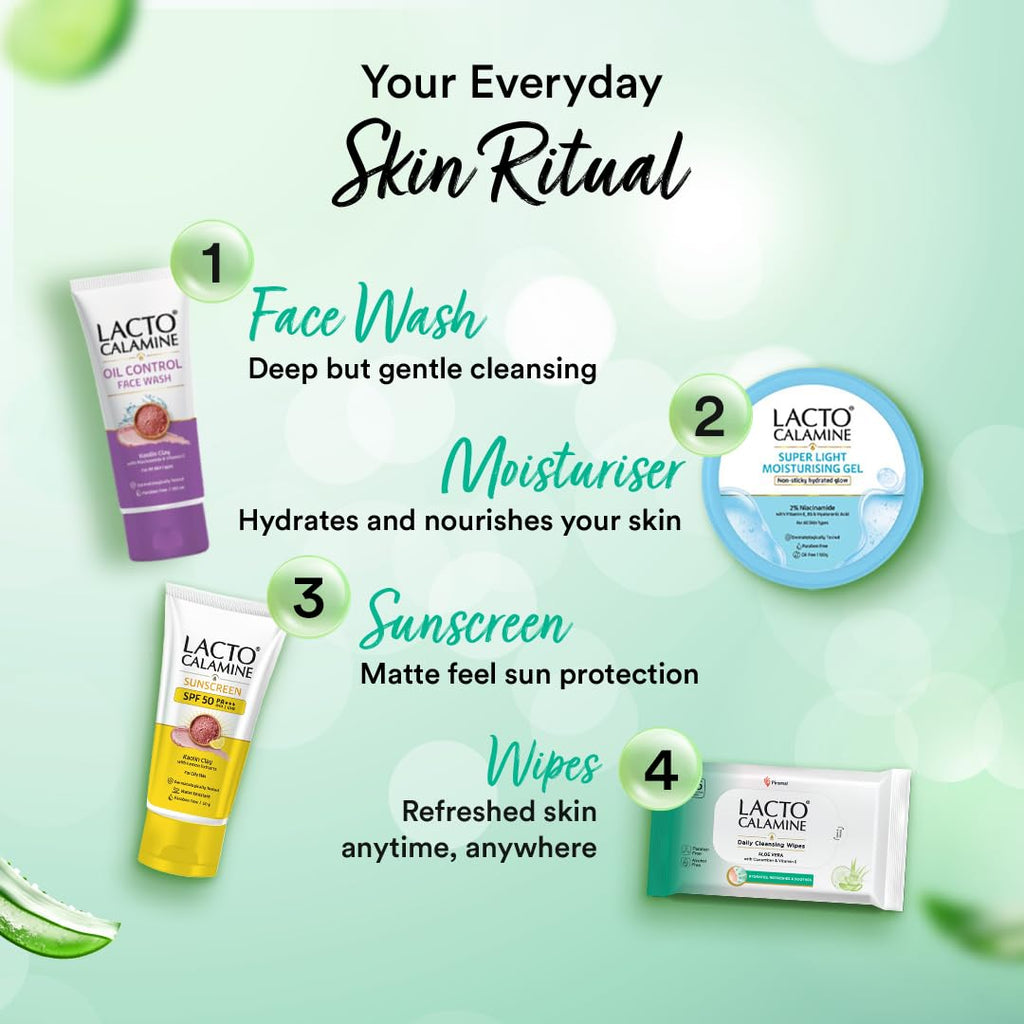 Lacto Calamine Daily Cleansing Face Wipes 25N Each - Pack of 2 | Makeup Remover Wipes | Wet Tissue for Face with Aloe Vera, Cucumber & Vitamin E | Wet..