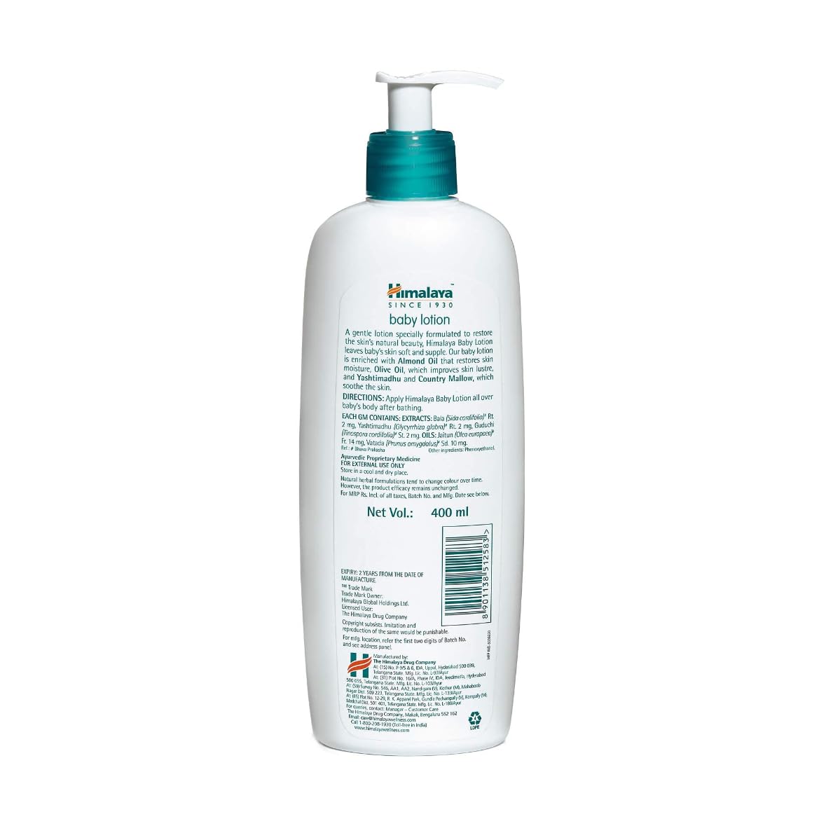 Himalaya Gentle Baby Lotion with Almond Oil, Olive Oil & Giloy | pH 5.5 | No. 1 Doctor-Prescribed Brand | Nourishing Baby Moisturizer for All Skin Types | 400ml
