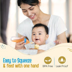 LuvLap Easy Squeezy Food Feeder with Silicone Bottle and Food Grade Spoon for Infant Baby, 90ml, BPA Free