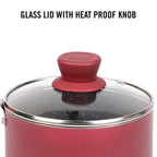 Cello Crown Induction Base Non Stick Saucepan with Glass Lid 1.5 Liter, Maroon
