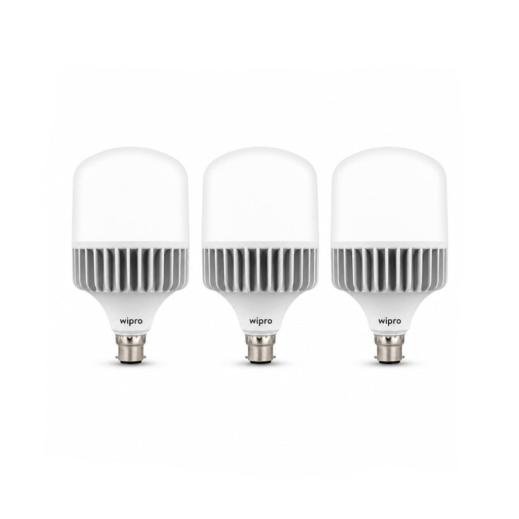 wipro Garnet 50W LED Bulb for Home & Office |Cool Day White (6500K) | B22 Base|220 degree Light coverage |4Kv Surge Protection |400V High Voltage Protection |Energy Efficient | Pack of 3