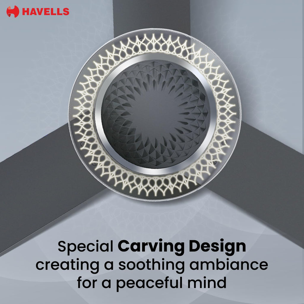 Havells CERA BLDC 1200mm Premium Underlight Ceiling Fan with 100% Pure Copper| Reverse Rotation| Remote Controlled | Watt: 35|Air Flow: 225 cmm|Speed: 350 RPM| 2 Years Manufacturer Warranty (Slate)