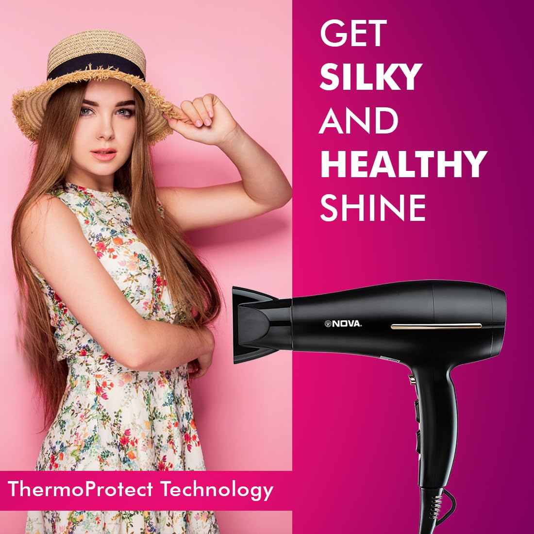 NOVA NHP 8213 Professional Hair Dryer (1800 Watts, Black)