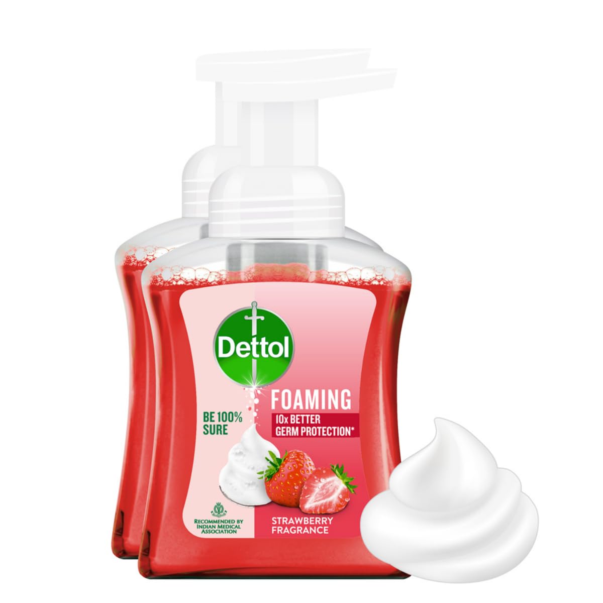 Dettol Foaming Handwash Pump - Strawberry (Pack of 2-250ml each)