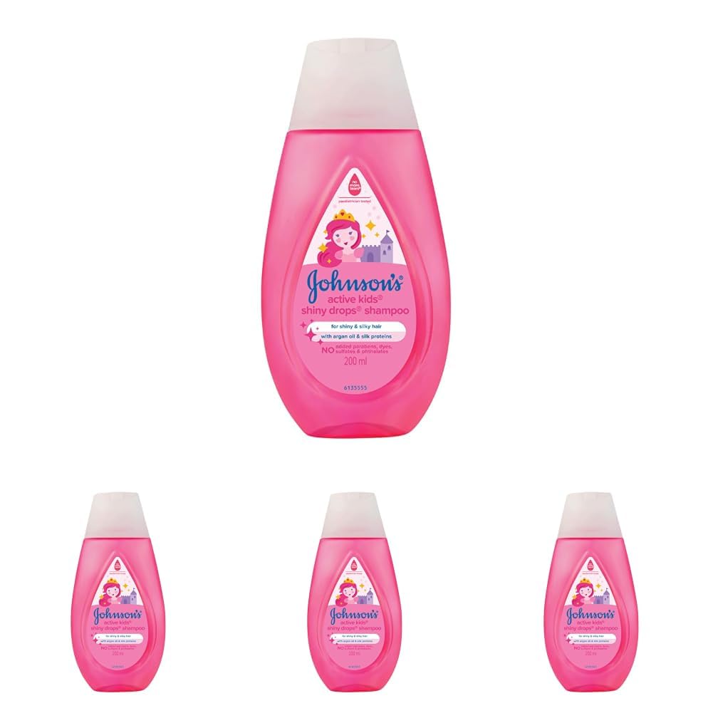 Johnson's Baby Active Kids Shiny Drops Shampoo, 200ml (Pack of 4)