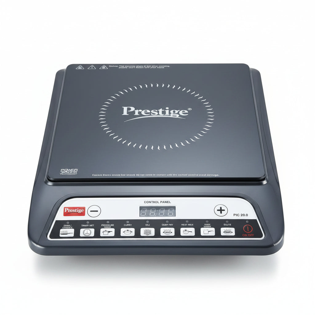 Prestige PIC 20 1600 Watts Induction Cooktop | 4KV Surge Protection | 8 Preset Indian Menu Options & Timer | Soft Touch Button | Easy to Clean | Portable | Black | 1Y Warranty | BIS