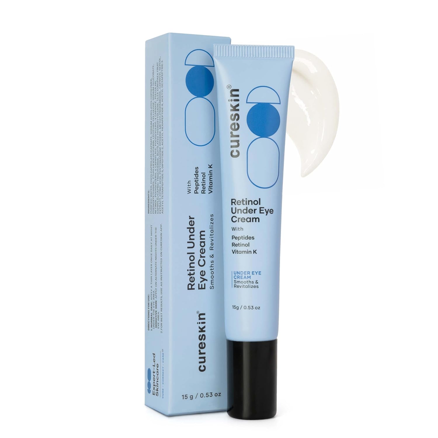 Cureskin Vitamin K + Retinol 0.1% Under Eye Cream | Reduces Dark Circles, Puffiness & Fine Lines | With Collagen Peptides | Night Cream for Women &...