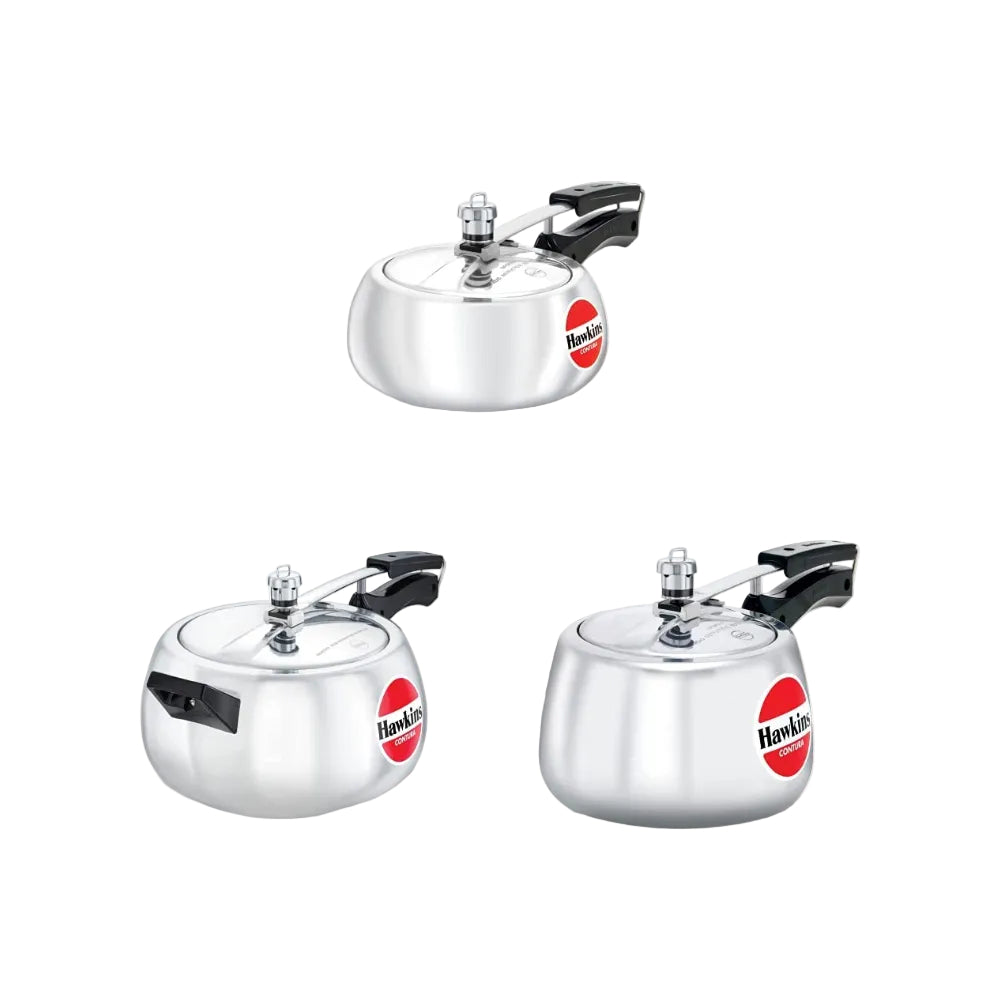 Hawkins Aluminium Pressure Cooker, 2L, 3L and 5L, Silver Combo