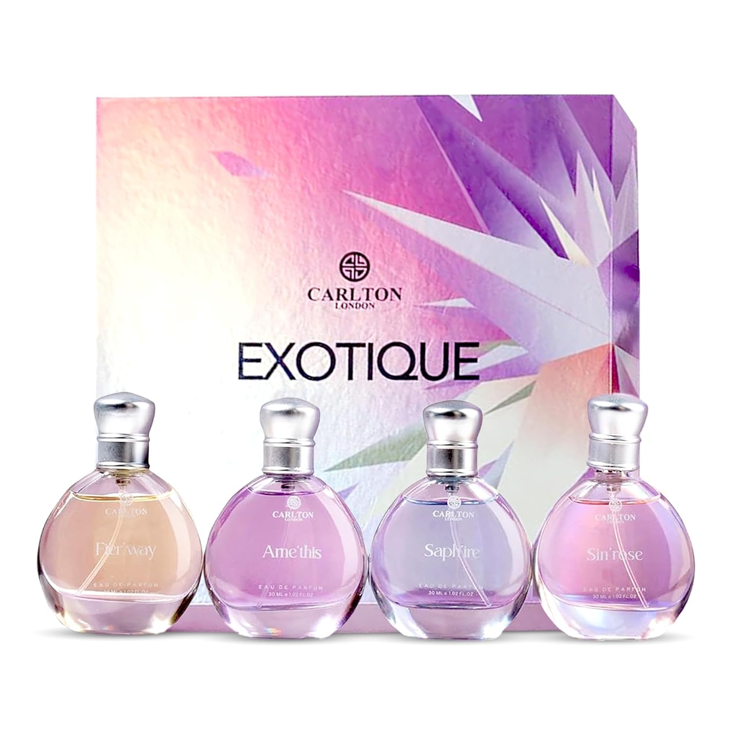 Carlton London Exotique Perfume Gift Set for Women - 4 x 30ml Premium Fragrances with Rose, Orange, Cedar, and Honey Notes, Luxury Perfume Gift Box for Her...