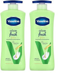 Vaseline Aloe Fresh Body Lotion,24 HR Long Lasting Moisturisation with Aloe Vera extract and Menthol, 600ml (Pack of 2)