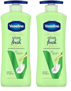 Vaseline Aloe Fresh Body Lotion,24 HR Long Lasting Moisturisation with Aloe Vera extract and Menthol, 600ml (Pack of 2)