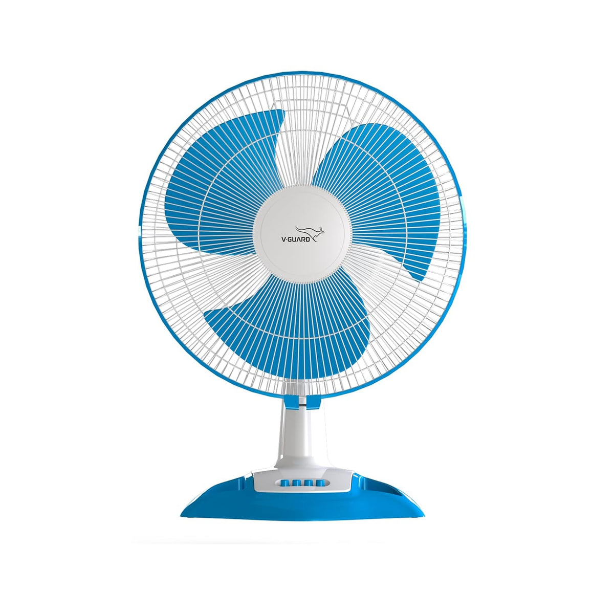 V-Guard Gatimaan High Speed 400mm Table Fan|2100 RPM Motor|White Blue