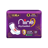 NIINE Dry Comfort Ultra Thin XL+ Sanitary Napkins for Heavy Flow (Pack of 1)50 Pads|320mm Long| Suitable for Heavy Flow|Faster Absorption |Prevents Wetness...