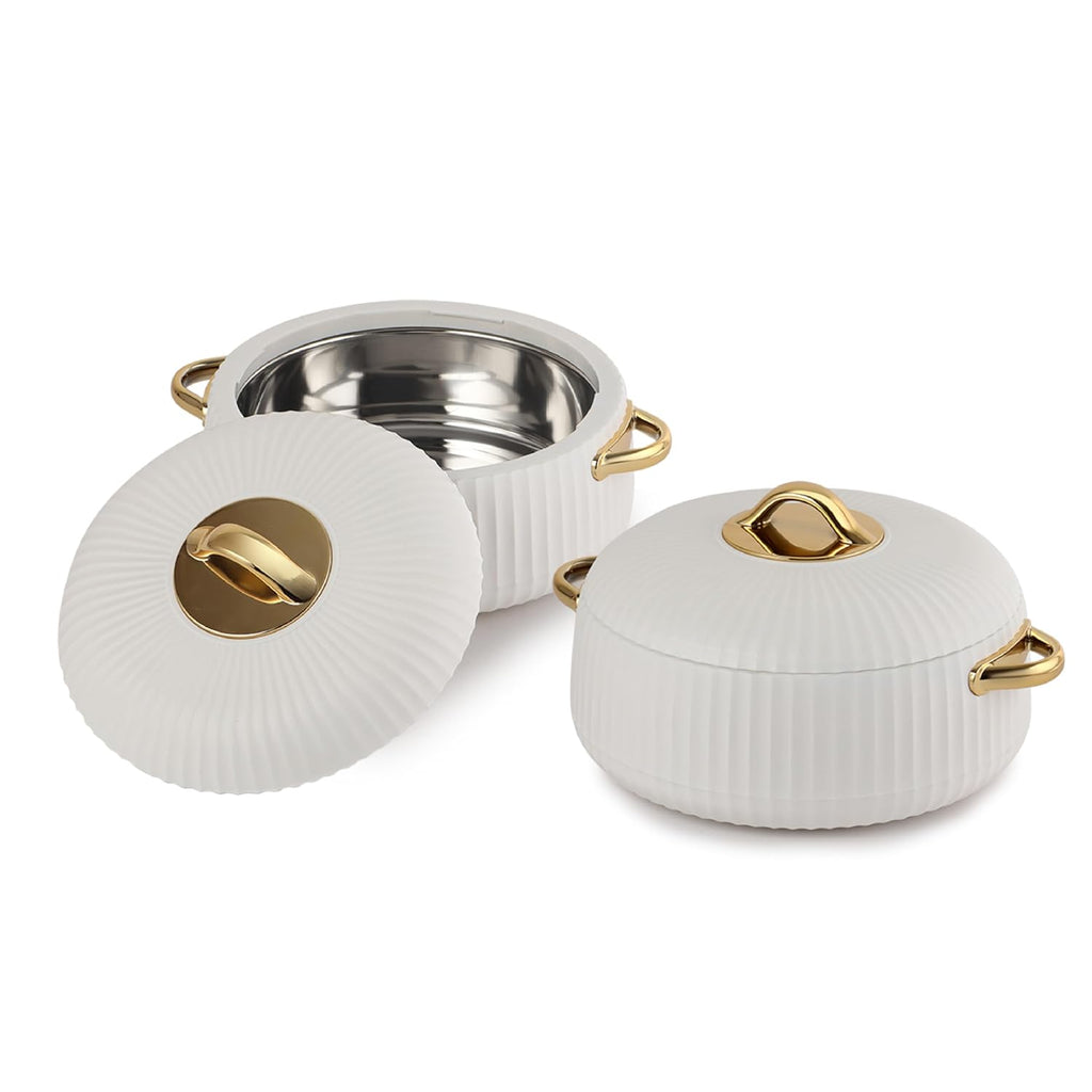 CELLO Aurum Insulated Casserole Hot Pot Box Set of 2 Pcs 1000ml White |