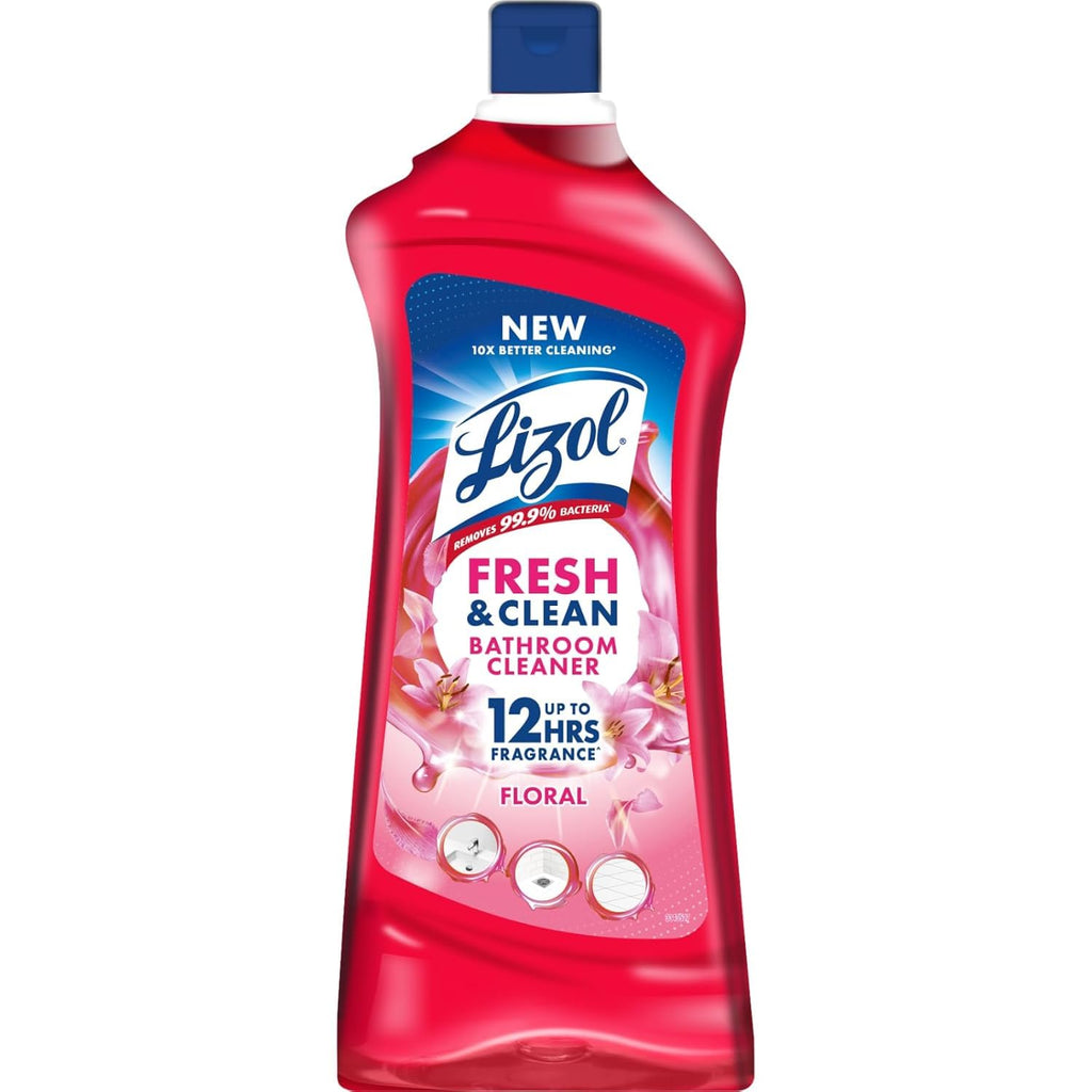 Lizol Fresh & Clean Bathroom Cleaner | Floral | 1L | 10X Better Cleaning | Upto 12Hrs Fragrance| Multi Surface Clean Floors, Basin, Tiles