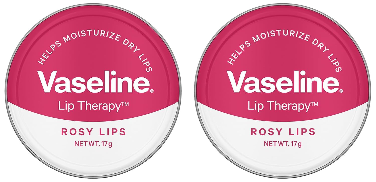 Vaseline Lip Tins Rosy Lips, 17 g | Provides Hydration, Sheer Pink Tint & Glossy Shine (Pack of 2)