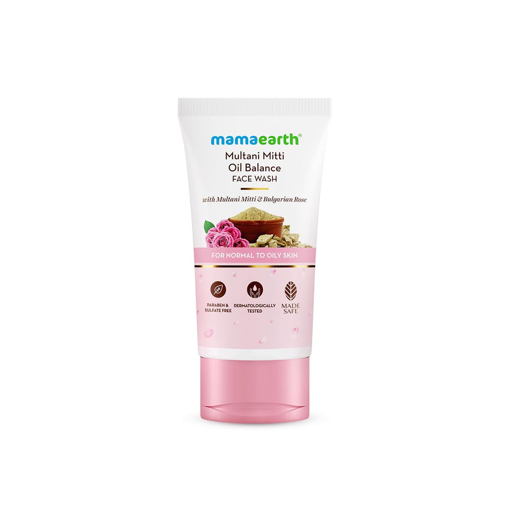 Mamaearth Multani Mitti Oil Balance Face Wash with Multani Mitti & Bulgarian Rose for Normal to Oily Skin - 150 ml