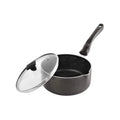 CELLO Aluminium Non-Stick Sauce/Milk Pan with Glass Lid for Kitchen 1.5 Litre, Black | PFOA Free, Bakelite Handle, Gas Stove & Induction Compatible Milk Tea Sauce Boiling Water Pans Pots for Cooking