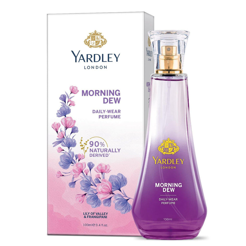 Yardley London Morning Dew Perfume for Women, 100ml – 90% Naturally Derived, Fresh Floral Daily Wear Spray | Lily of Valley & Frangipani Floral Fragrnace