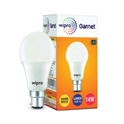 wipro Garnet 14W LED Bulb for Home & Office |Warm White (2700K) | B22 Base|220 degree Light coverage |4Kv Surge Protection |400V High Voltage Protection |Energy Efficient | Pack of 1
