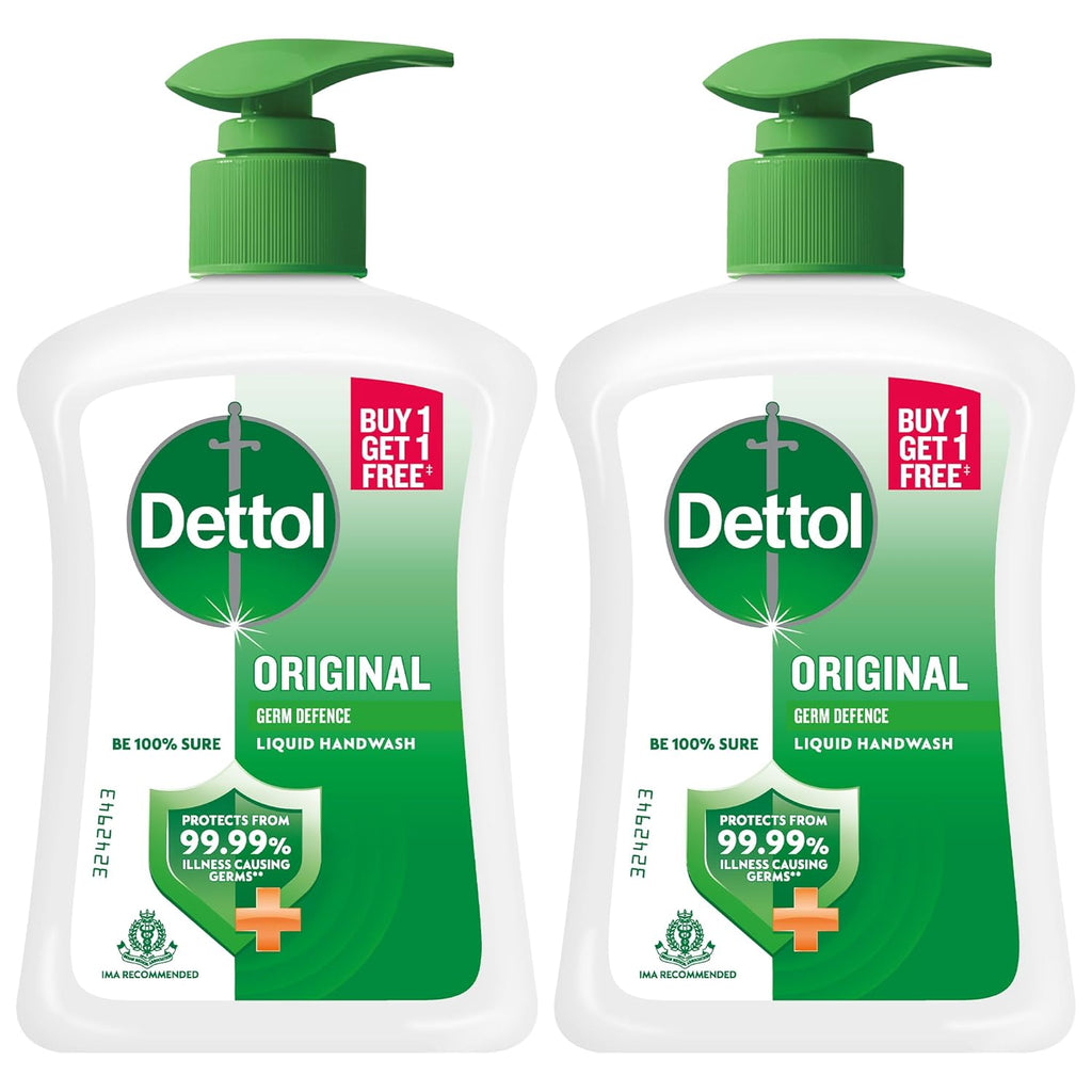 Dettol Liquid Handwash Dispenser Bottle Pump (210ml, Buy 1 Get 1 Free)- Original Hand Wash