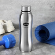 CELLO Aqua Pro Stainless Steel Water Bottle For Office & Daily Use 1000 ml, Silver | Single Wall Freezer & Fridge Safe, Lightweight Leakproof Rustproof Steel Water Bottle For School College Gym Travel