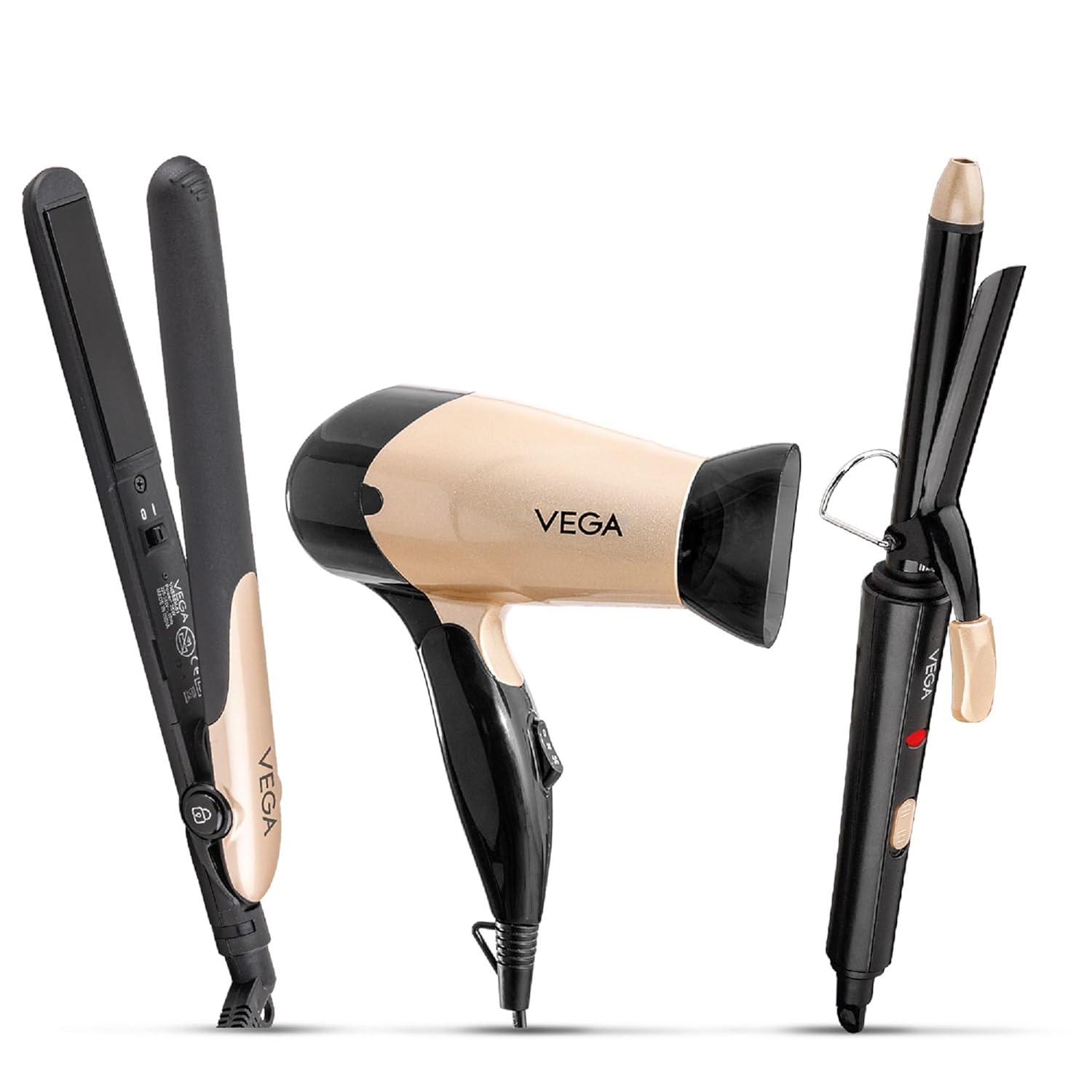 Vega Miss Versatile Styling Set Straightener, Curler & Dryer Gift Combo for Women, 1000W Hair Dryer with 2 Head/Speed Setting, Hair Straightener &...