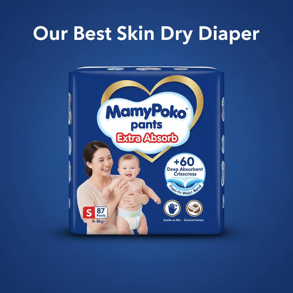 MamyPoko Pants Extra Absorb Baby Diapers, Small (S), 87 Count, 4-8kg (Pack of 2)