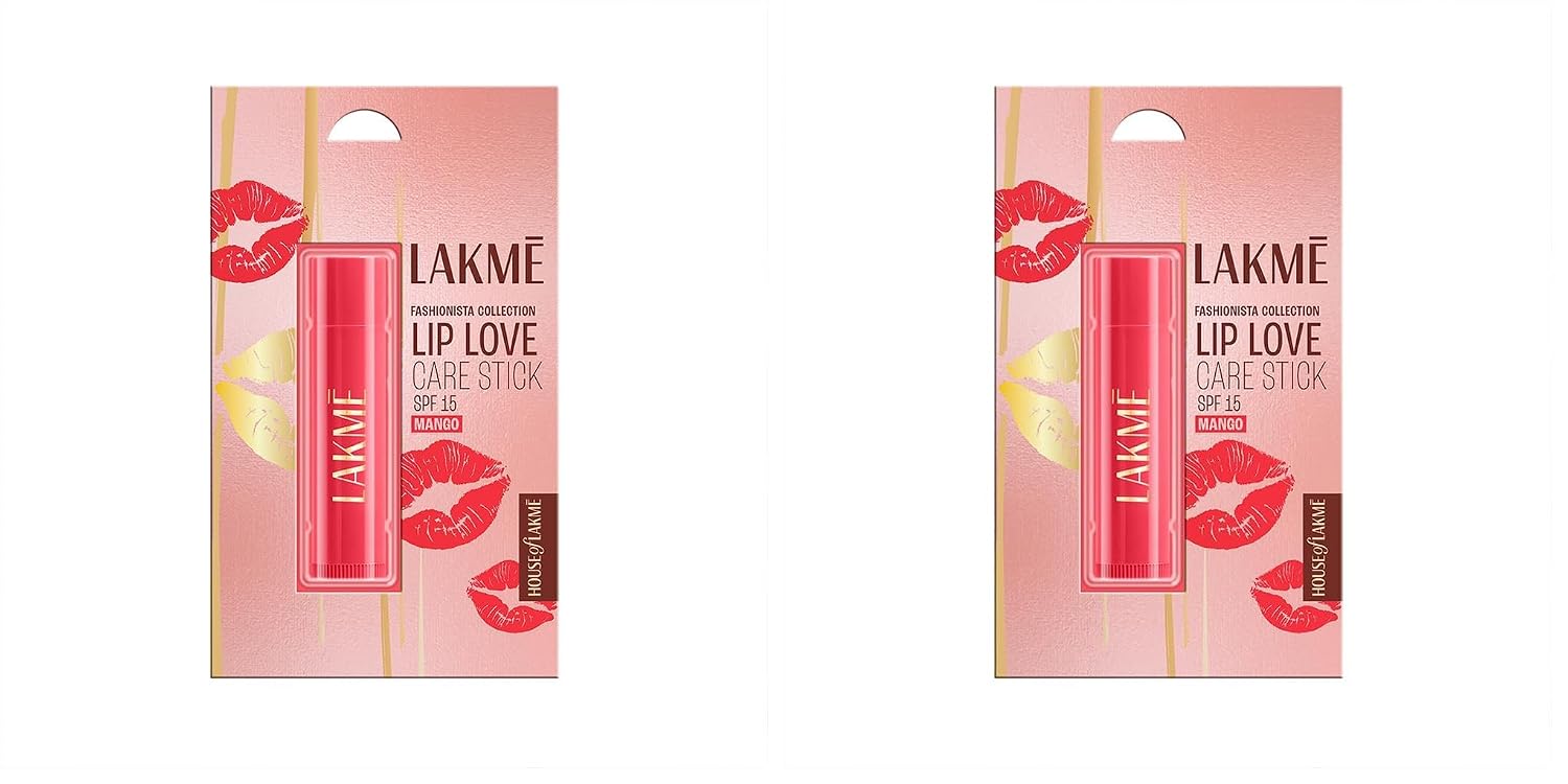 LAKMÉ Lip Love Spf 15 Lip Balm For Soft, Smooth, And Moisturised Lips, 4.5Gm-Mango,1 Count (Pack of 2)