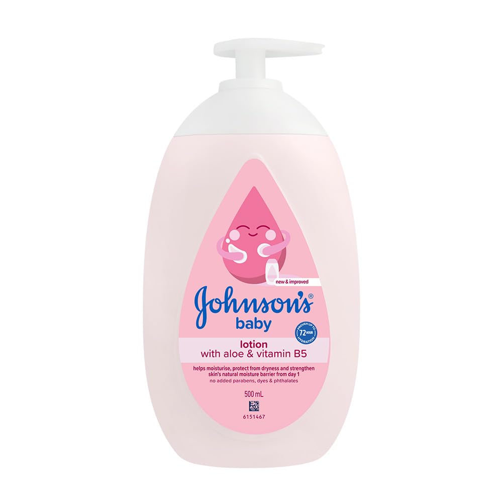 Johnson's Baby Lotion 500ml | With Aloe & Vitamin B5 | Helps Moisturise & Protect Baby's Skin from Dryness | Strengthens Skin's Natural Moisture Barrier | All Skin Types Including Sensitive Skin