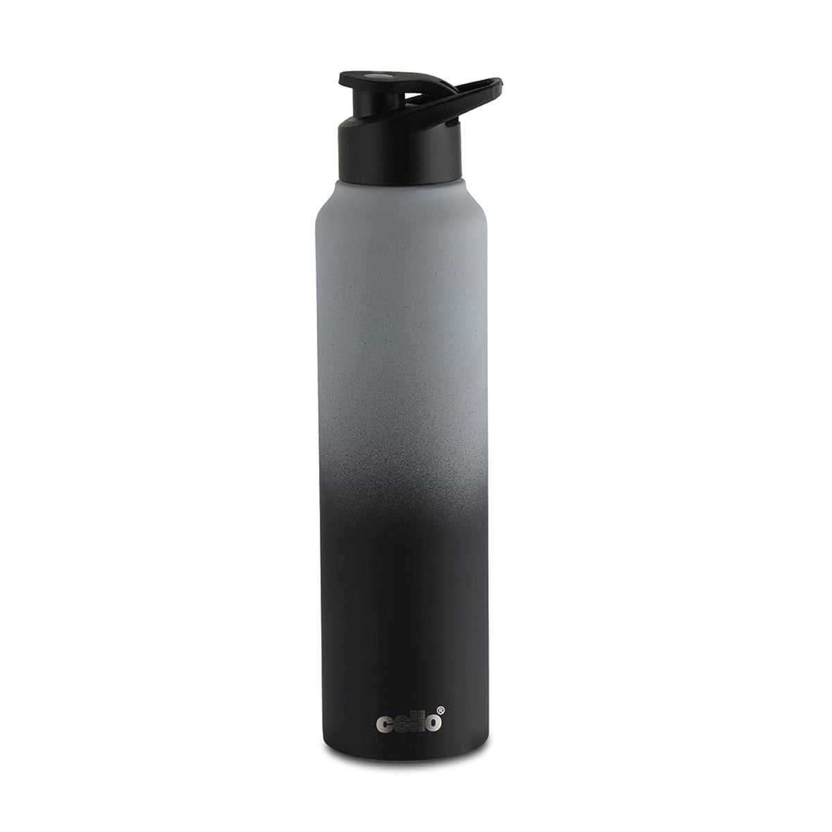 CELLO Aqua Pro Max Stainless Steel Water Bottle 1000 ml Black & Grey | ISI Certified Single Wall Rust & Leakproof Fridge Safe Stylish Easy Grip Colorful Steel Water Bottle For Office & Daily Use