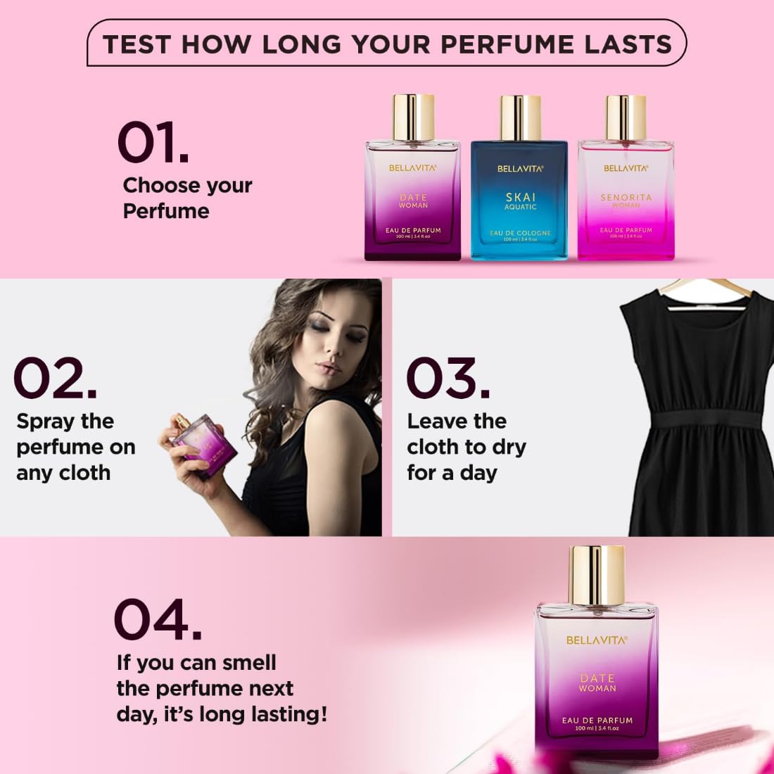 Bella Vita Luxury Date Long Lasting | Perfume for Woman | Gifts for Woman | EDP 100ml | Pink Pepper, Jasmine & Vanilla | Floral, Woody & Fruity...