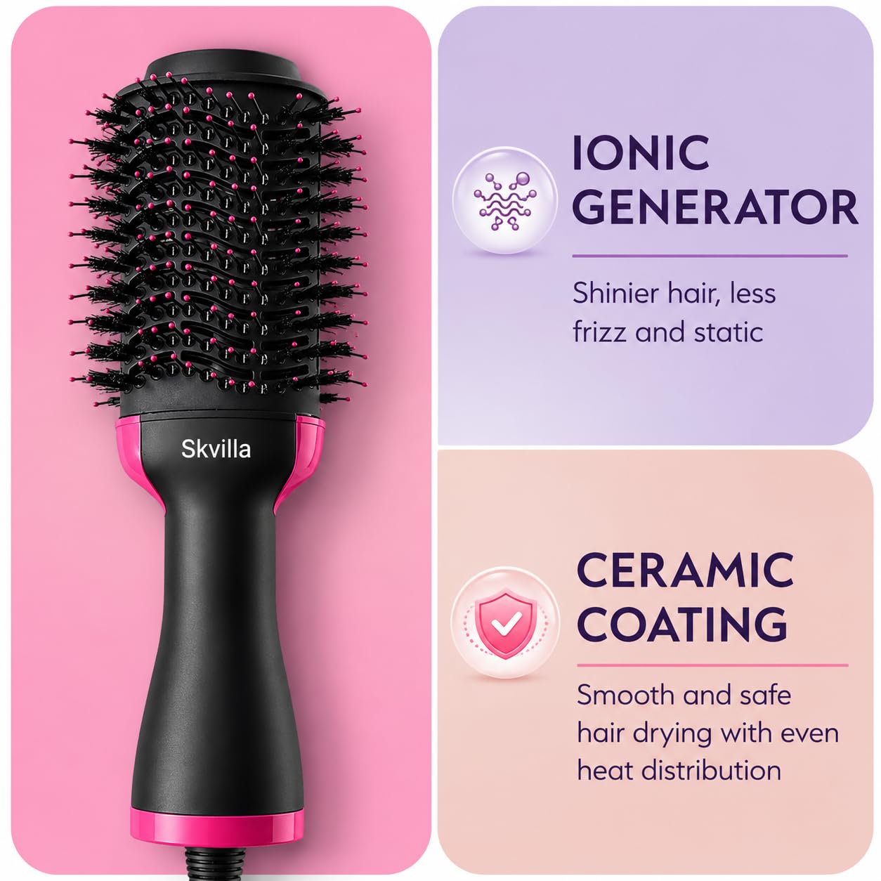 Professional Hot Air Brush One Step Hair Dryer Volumizer Styler Ceramic Tourmaline Ionic Blowout Salon Styler