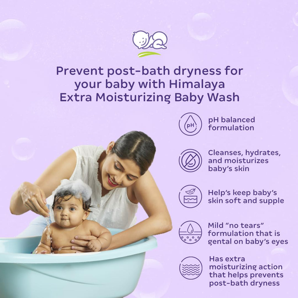 Himalaya Extra Moisturizing Baby Wash with Olive Oil, Aloevera|pH5.5|200ml