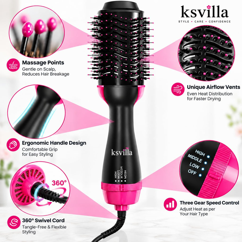 Professional Hot Air Brush One Step Hair Dryer Volumizer Styler Ceramic Tourmaline Ionic Blowout Salon Styler