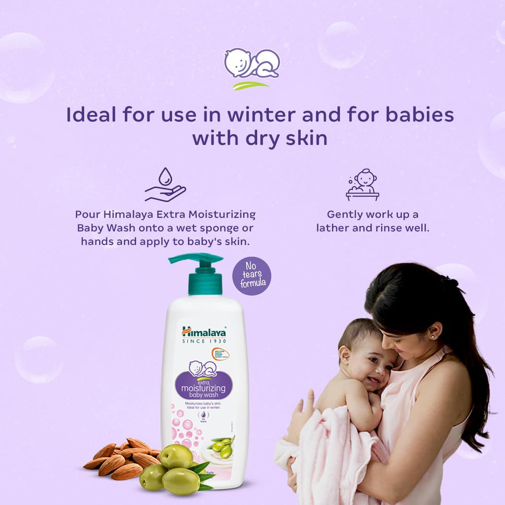 Himalaya Extra Moisturizing Baby Wash with Olive Oil, Aloevera|pH5.5|200ml