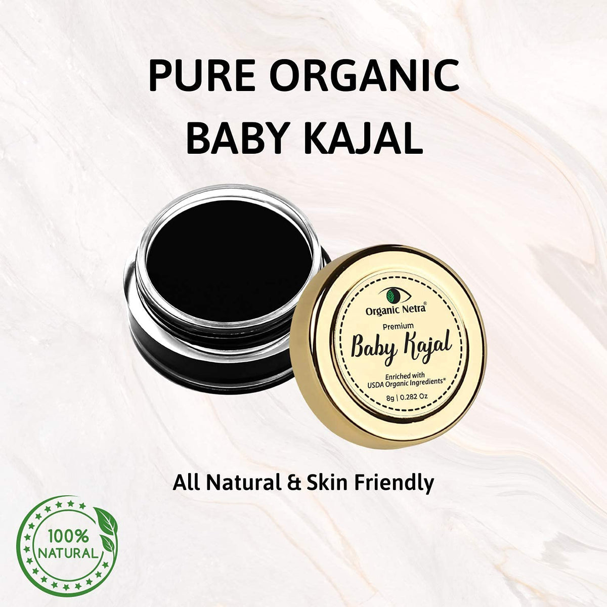 Organic Netra Baby Kajal 8g for Newborns Water-Resistant Smudgeproof Longlasting Enriched with Natural Organic Ingredients Safe for Sensitive Baby Skin No Harmful Chemicals Matte Finish - 8g