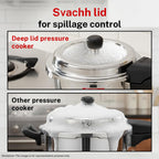 Prestige 5.5 Litre Stainless Steel Deluxe Alpha Svachh Outerlid Pressure Cooker |Deep lid for spillage control|10 years warranty|Gas & Induction compatible|Gasket release system|ISI Certified