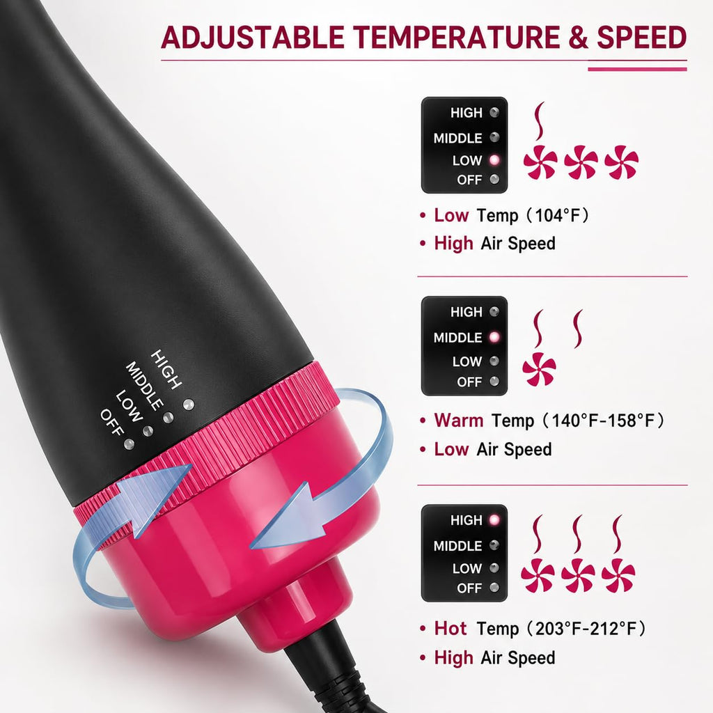 Professional Hot Air Brush One Step Hair Dryer Volumizer Styler Ceramic Tourmaline Ionic Blowout Salon Styler