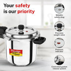 Prestige 5.5 Litre Stainless Steel Deluxe Alpha Svachh Outerlid Pressure Cooker |Deep lid for spillage control|10 years warranty|Gas & Induction compatible|Gasket release system|ISI Certified