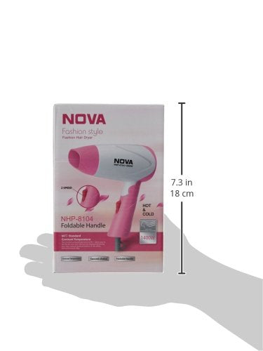 Nova NHP-8104 1400 Watts Compact Hair Dryer ( White/Pink )