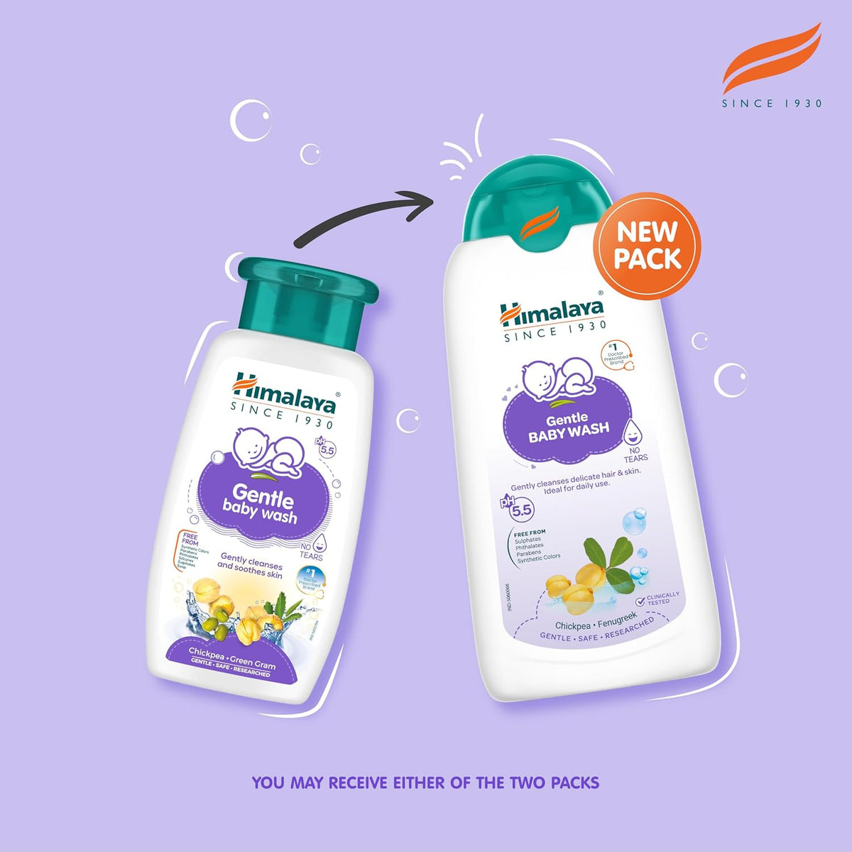 Himalaya Gentle Baby Wash|Chickpea,Fenugreek|pH 5.5|Safe from day1|200ml
