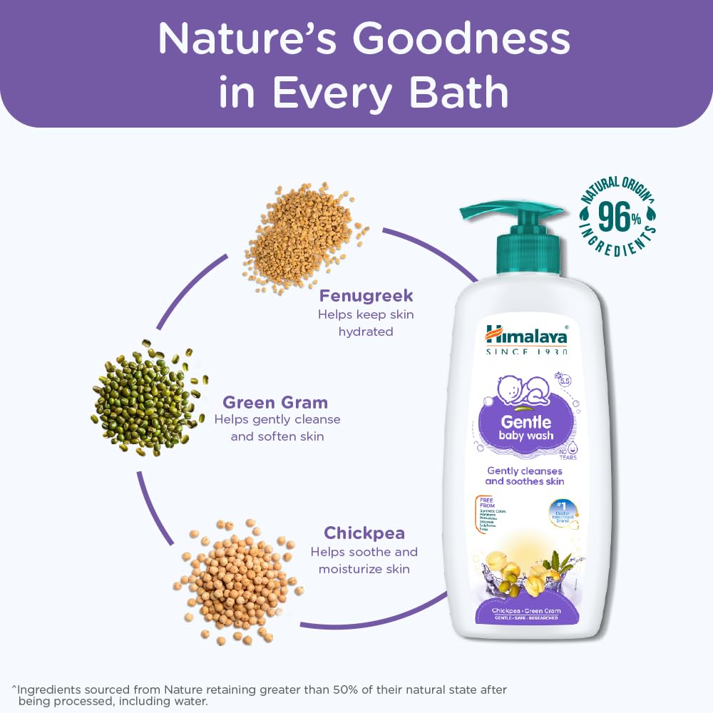 Himalaya Gentle Baby Wash|Chickpea,Fenugreek|pH 5.5|Safe from day1|200ml