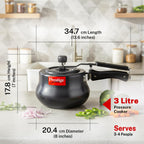 Prestige 3 Litre Hard Anodized Nakshatra Plus Inner Lid Pressure Cooker | Handi | Deep Lid for Spillage Control | Anti-Bulge Base | Metallic Safety Plug | Gas & Induction Compatible |5Y Warranty | ISI