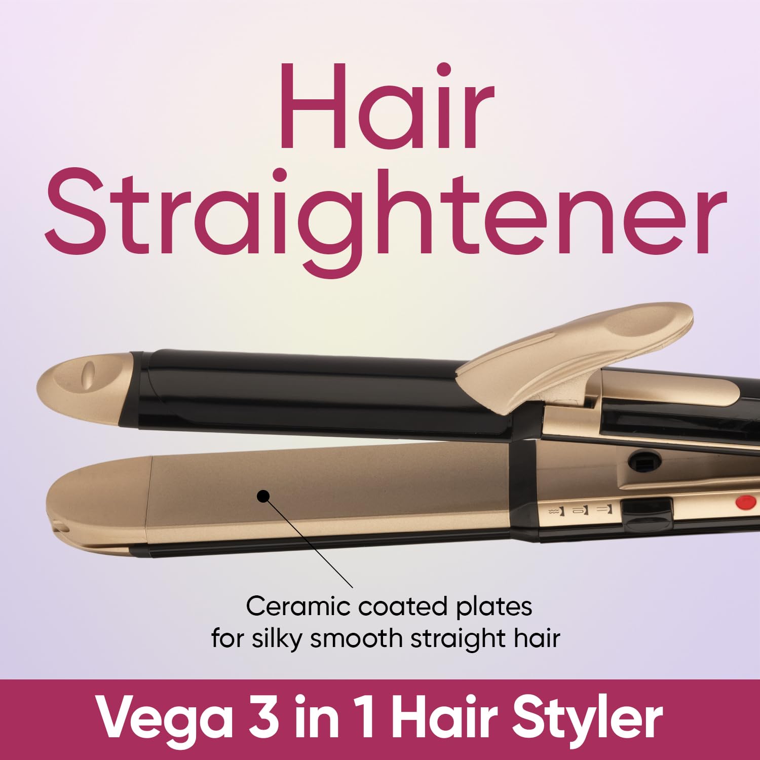 Vega 3 in 1 Hair Styler, 2000 Watts Straightener, Curler & Crimper (VHSCC-01), Black & Pro Touch VHDP-02 Hair Dryer (Black)